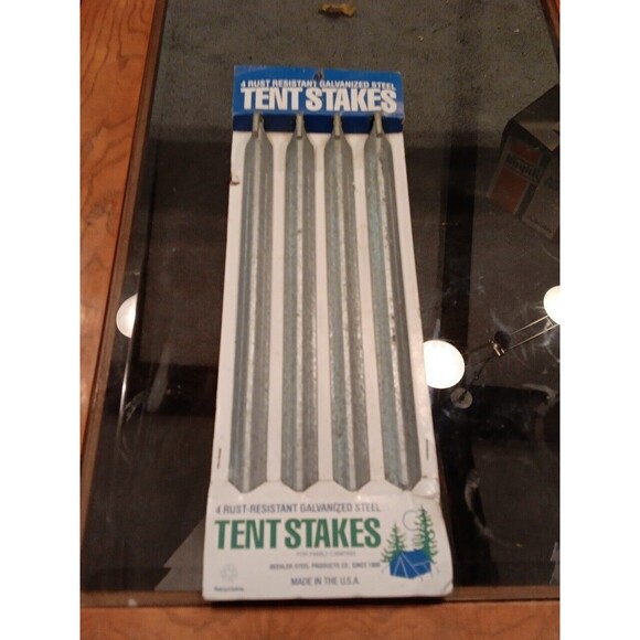 4 x 15 Inch Rust Resistant Galvanized Steel Tent Stakes - Picture 1 of 2